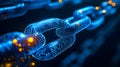 Digital Blockchain Chain With Binary Code And Glowing Links, Symbolizing Data Security And Decentralized Technology