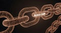 Digital blockchain chain with highlighted block containing the words BLOCK CHAIN Royalty Free Stock Photo
