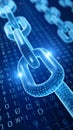 Digital blockchain chain links with binary code background representing technology Royalty Free Stock Photo