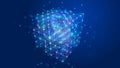 Digital blockchain concept. Data storage in separate cells. Abstract background with dots and connection lines. 3D Royalty Free Stock Photo