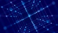 Digital blockchain concept. Data storage in separate cells. Abstract background with dots and connection lines. 3D rendering Royalty Free Stock Photo