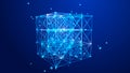 Digital blockchain concept. Data storage in separate cells. Abstract background with dots and connection lines. 3D Royalty Free Stock Photo