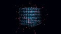 Digital blockchain concept. Data storage in separate cells. Abstract background with dots and connection lines. 3D rendering Royalty Free Stock Photo
