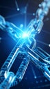 Digital blockchain concept with glowing chain links and binary code Royalty Free Stock Photo