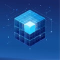 Digital Blockchain Cube with a Glowing Core Element Royalty Free Stock Photo