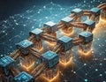 Abstract digital blockchain illustration showcasing interconnected data blocks and secure network Royalty Free Stock Photo