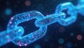 Digital blockchain link, data chain, futuristic technology, secure network, crypto concept, abstract background, glowing Royalty Free Stock Photo