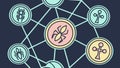 Digital Blockchain Network: Connected Cryptocurrencies and Data Points, vector design Generative AI Royalty Free Stock Photo