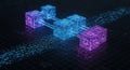 Futuristic Blockchain Concept with Glowing Digital Blocks Royalty Free Stock Photo