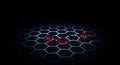 Digital Blockchain Network with Glowing Hexagonal Grid and Red Cube Symbols Royalty Free Stock Photo