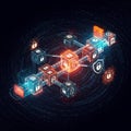 Digital blockchain network representation with interconnected 3D cubes featuring Royalty Free Stock Photo