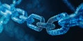 Digital blockchain technology chain link, futuristic data encryption secure network connection concept Royalty Free Stock Photo