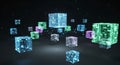 Digital Blocks Network Data Cubes Glowing Technology Futuristic Abstract Background Royalty Free Stock Photo