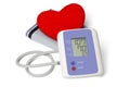 Digital blood pressure meter with heart symbol Royalty Free Stock Photo