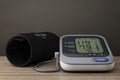 Digital Blood Pressure Monitor with Cuff. 3d Rendering Royalty Free Stock Photo