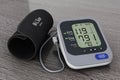 Digital Blood Pressure Monitor with Cuff. 3d Rendering Royalty Free Stock Photo
