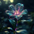 Digital Bloom, A Cosmic Flower in the Night Royalty Free Stock Photo