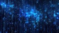 A digital blue background with code and lights Royalty Free Stock Photo
