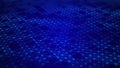 Digital blue background with dots and lines. Big data visualization. Network connection structure. 3D rendering Royalty Free Stock Photo