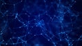 Digital blue background with dots and lines. Big data visualization. Network connection structure. 3D rendering Royalty Free Stock Photo