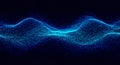 Digital blue binary code forms a wavy, three-dimensional mesh against a dark Royalty Free Stock Photo