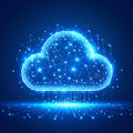 Digital Blue Cloud Computing Network with Data Transfer on Blue Background Royalty Free Stock Photo