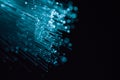 Digital blue light fiber optic for background. Royalty Free Stock Photo
