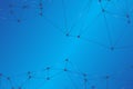 Digital blue network background with illuminated nodes and connecting lines in abstract space Royalty Free Stock Photo