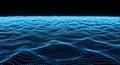 Digital Blue Particle Waveform Landscape on Black Background technology data Royalty Free Stock Photo