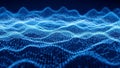 Digital blue wave pattern of glowing interconnected particles forming a dynamic abstract landscape Royalty Free Stock Photo