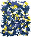 Digital blue and yellow camouflage.