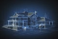 Digital Blueprint of Suburban House Construction Royalty Free Stock Photo