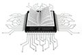 Digital Book Concept. Book over Microchips with circuit