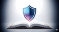 Digital Book Security Knowledge Protection with a Shield Royalty Free Stock Photo