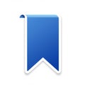 A digital bookmark icon in a flat design features a blue ribbon with a pointed end. The Royalty Free Stock Photo