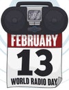 Boombox over Calendar ready to Rock during World Radio Day, Vector Illustration