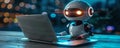 Digital bot using laptop AI chatbot automatic answering System Artificial intelligence internet bot application customer service