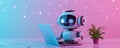 Digital bot using laptop AI chatbot automatic answering, System Artificial intelligence internet bot application, customer service Royalty Free Stock Photo