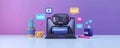 Digital bot using laptop AI chatbot automatic answering, System Artificial intelligence internet bot application, customer service Royalty Free Stock Photo