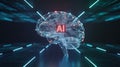 Digital Brain with AI Chip and Glowing Circuitry artificial intelligence Royalty Free Stock Photo