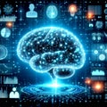 Digital Brain Artificial intelligence.artificial intelligent concept,Cloud computing, data mining, machine learning Royalty Free Stock Photo