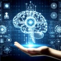 Digital Brain Artificial intelligence.artificial intelligent concept,Cloud computing, data mining, machine learning, Royalty Free Stock Photo