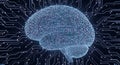 Digital brain with binary code and circuitry representing artificial intelligence and technology concepts Royalty Free Stock Photo