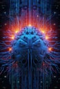 digital brain with binary code and neural network Royalty Free Stock Photo