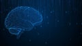 Digital Brain with Binary Code Stream Representing Artificial Intelligence and Neural Networks Connectivity Royalty Free Stock Photo