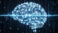 Digital Brain with Blue Circuitry and Data Streams Royalty Free Stock Photo