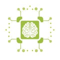 Digital Brain Central Processing Unit Icon Represents Artificial Intelligence and Smart Technology Royalty Free Stock Photo