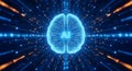 Digital Brain with Circuit: AI Concept 3D Rendering Royalty Free Stock Photo