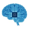 Digital brain with circuit board pattern represents artificial intelligence innovation Royalty Free Stock Photo