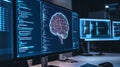Digital Brain Circuitry Code on Modern Computer Screen Technology Abstract Artificial Intelligence Neural Network Data Royalty Free Stock Photo